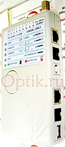 Тестер кабельный RJ11/RJ12/RJ45, BNC, USB WT-4041 Тестер кабельный RJ11/RJ12/RJ45, BNC, USB WT-4041