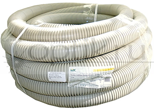 Труба гофра с протяжкой d50мм бухта 15м серая IEK CTG20-50-K41-015I Труба гофра с протяжкой d50мм бухта 15м серая IEK CTG20-50-K41-015I