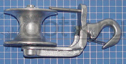 Ролик монтажный d30 R20 D80мм 10кН крюк Telenco RO 150 Ролик монтажный d30 R20 D80мм 10кН крюк Telenco RO 150