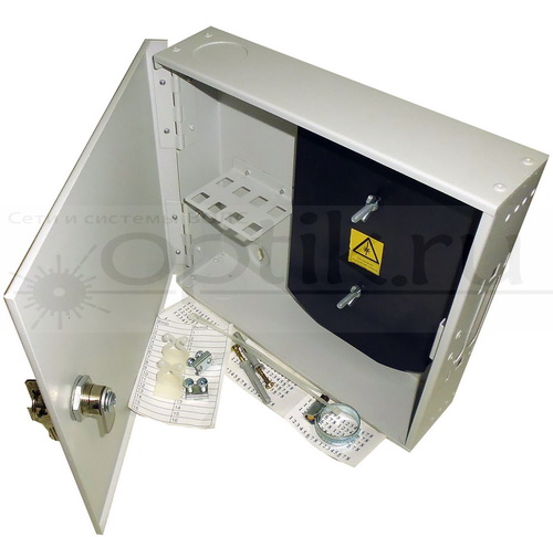 Корпус оптического кросса настенный 8SC 1-дверный КРН-8-SC, стальной, 245х225х65мм, угловые планки CCA-704 Корпус оптического кросса настенный 8SC 1-дверный КРН-8-SC, стальной, 245х225х65мм, угловые планки CCA-704