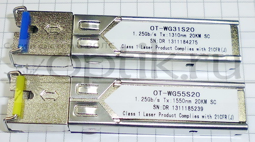 Трансивер 1000 комплект SFP/SC SM 1.3/1.5+1.5/1.3 20км OT (OT-WG31S20 +OT-WG55S20) OT-WDM-SFP-20SC