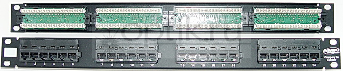 Патч-панель коммутационная RJ-45х24, 1U, тип 110, категория 5е AMP